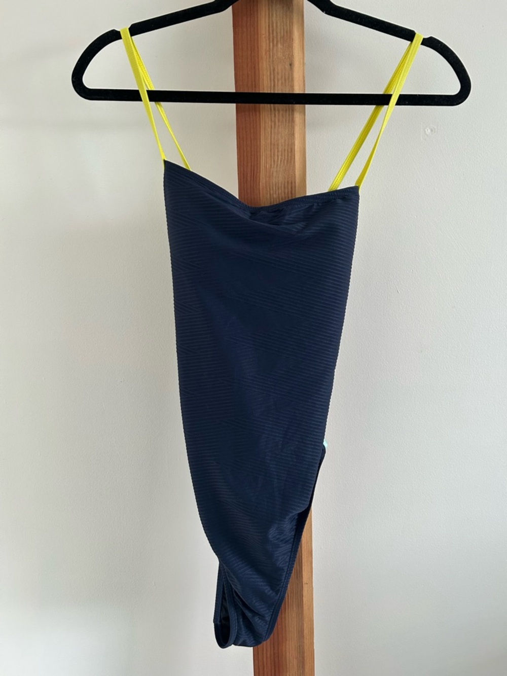 Cupshe Navy One-Piece Swimsuit with Neon Yellow Straps
